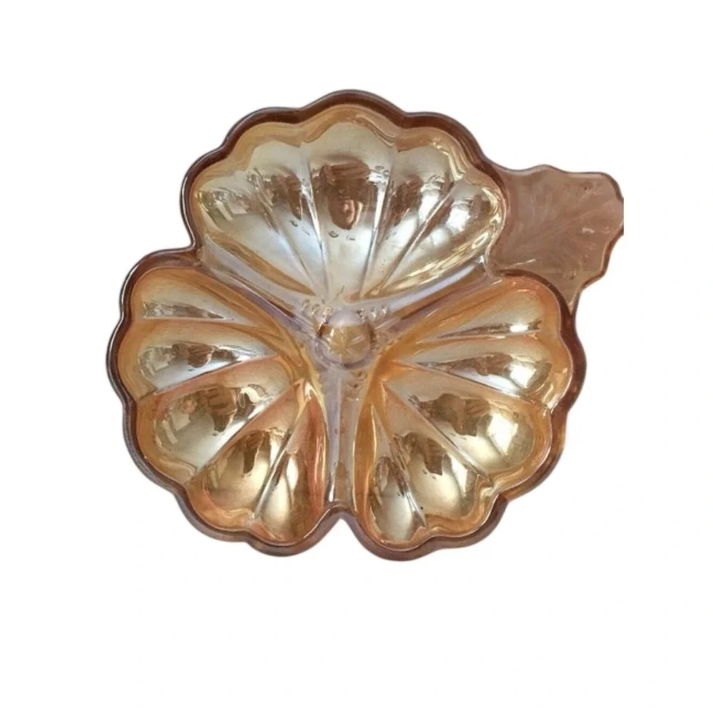 Jeannette Glass Marigold Carnival Glass 3-Section Relish Dish Vintage